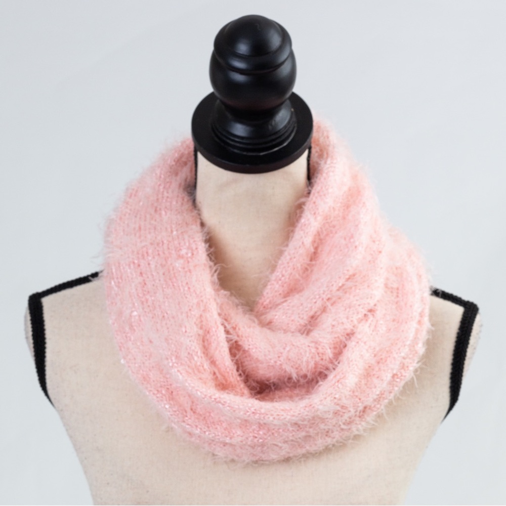 Light pink infinity scarf small scattered sequins fuzzy warm Merona